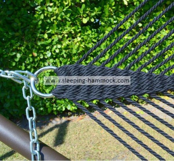 Outside Cool Palm Caribbean Style Hammock , Sleeping Black Free Standing Hammock Bed