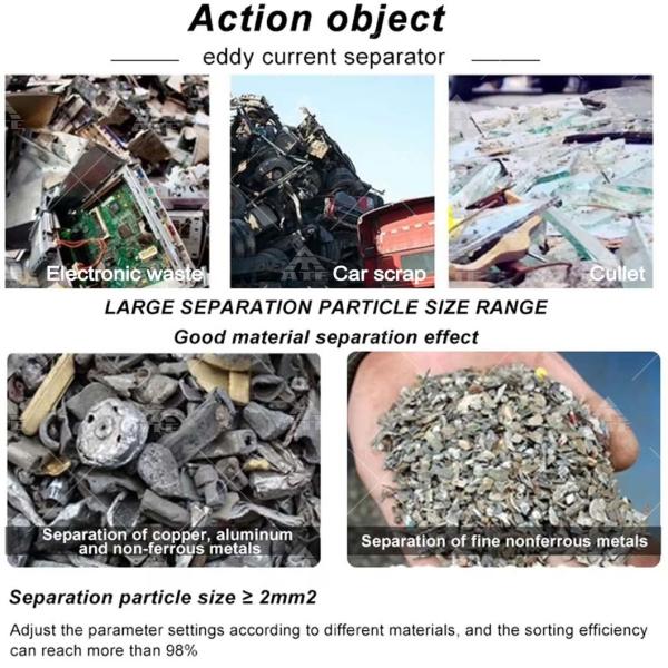 Copper Plastic Glass Sorter Equipment Automatic Strong Magnetic Separator Eddy-current Separator Eddy Current Metal Sorter