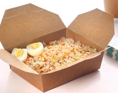 PE Film Coated Kraft Paper Lunch Box , 1100ml Oil Proof Disposable Packing Box