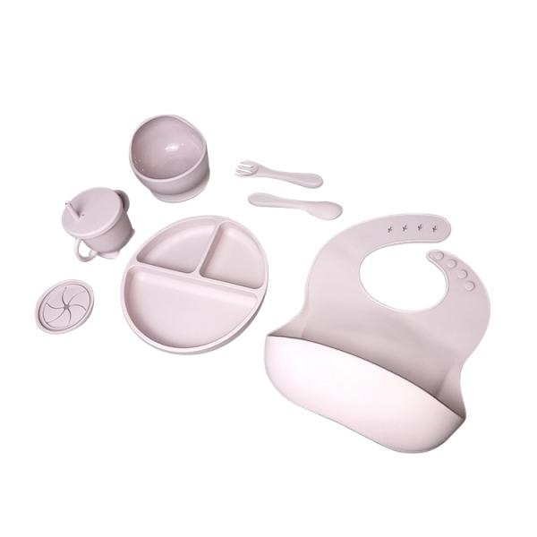 Unbreakable Suction Baby Silicone Feeding Set 5pcs Food Grade With Sippy Cup
