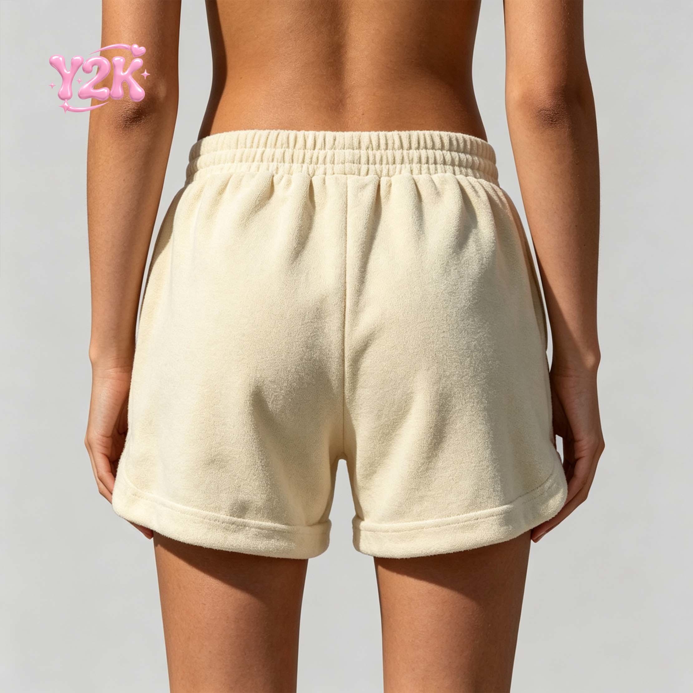Custom Women's Terry Cloth High Waisted Casual Beach Shorts
