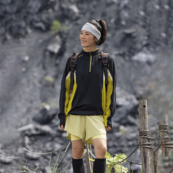 ODM OEM Mountain Run Top Anti-static Warm Antibacterial Color Block Stand Collar Long Sleeve Top