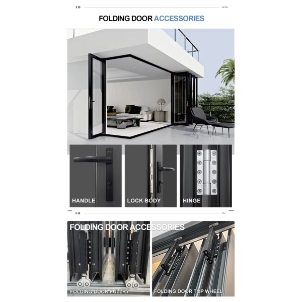 Modern Aluminum Alloy Thermal Break Anti-theft Thermal Insulation Folding Door Window Making Materials Double-layer Tempered