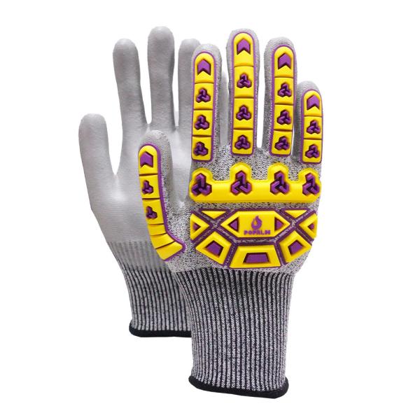 13 Gauge HPPE Impact Protection Tpr Gloves With Pu Palm Coating Cut Abrasion Slip Resistance