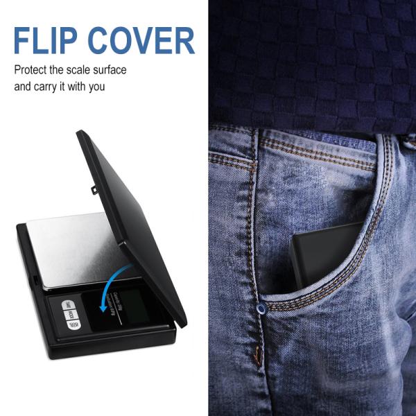 Balanza de bolsillo de acero inoxidable ABS de alta precisión 0.01g Precisión Mini Digital Jewelry Scale Tamaño de la balanza 7.6*12.8*2 cm