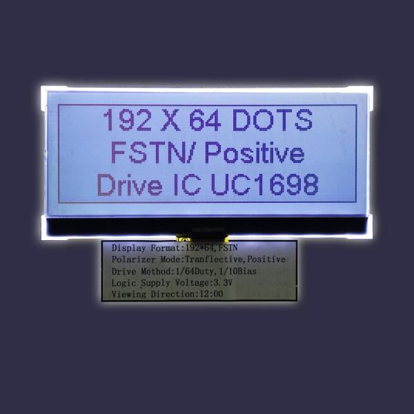 192X64 Resolution Character STN LCD Display Positive Transflective Custom LCD Display in Stock