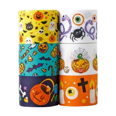 Padrão de Halloween fita grosseira a granel para arcos de cabelo personalizados e suprimentos de festa