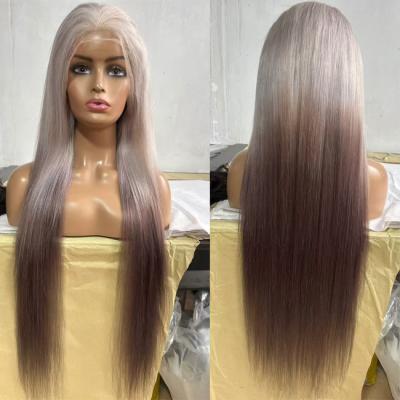 Nova Peruca Feminina Moda Europeia e Americana Cor Gradiente Em Cabelo Longo Direito Destaques Marrom Ouro Fibra Química Teto Feminino
