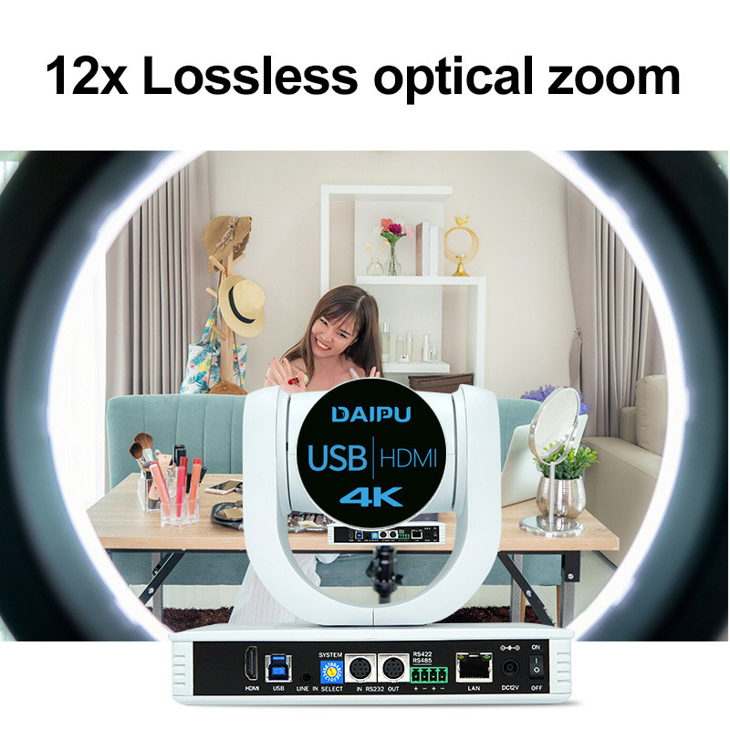4K 12X Optic HD YouTube ToF Ptz HD Optical Zoom Video Camera for Live Streaming System