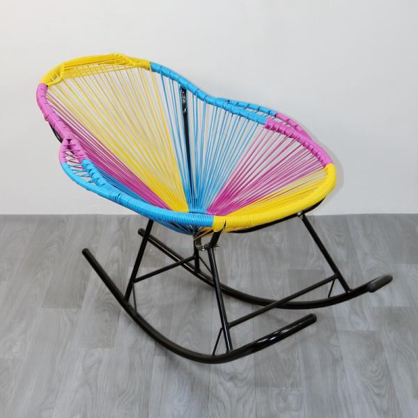 Outdoor Colorful Round Rattan Rocking Egg Shaped Baby Chair for Courtyard Relaxation