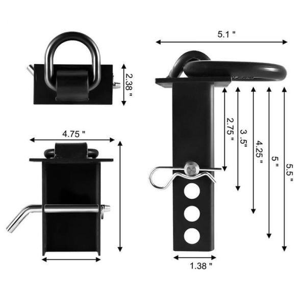 Removable D-Ring Tie-Downs for Stake Pockets – Flatbed & Utility Trailers, Includes Hitch Pin, Black Heavy-Duty, Factory Direct OEM Customizable