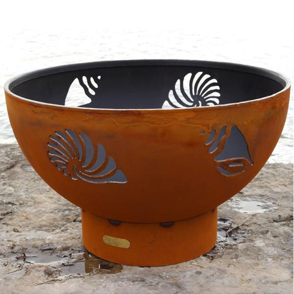 Outdoor Corten Steel Fire Pit Round Black Pre Rusted