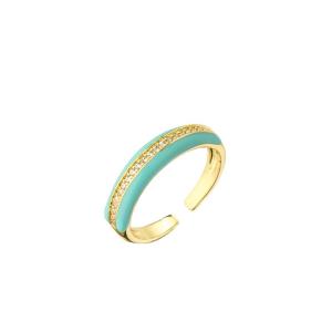 18k Couple Rings Gold Plated Micro Pave Cubic Zirconia Enamel Engagement Ring