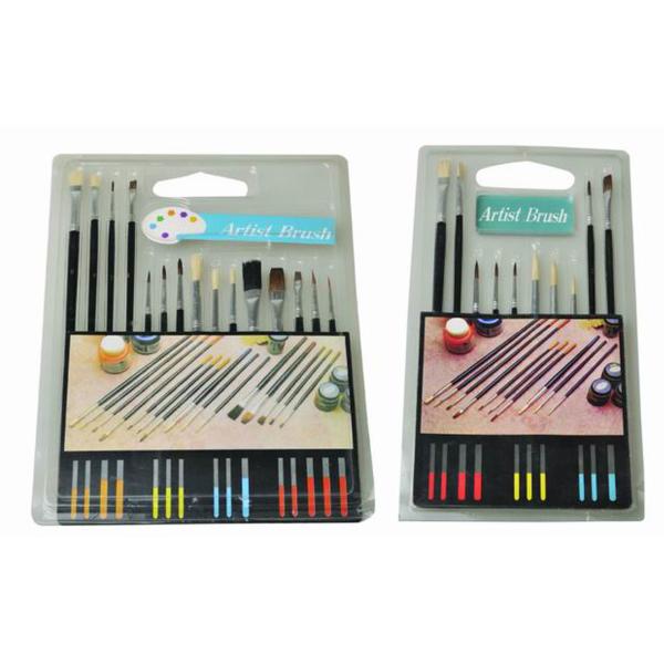 Fine Artist Painting Brushes Set 15pcs Or 10pcs Wooden / Plastic Handle
