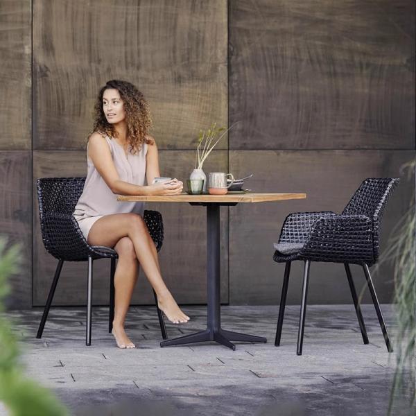 Luxury Aluminum Table And Rattan Chair Sets For High End Outdoor Dining Table Set