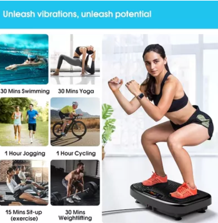 200W Vibration Plate Exercise Machine 120 Speeds 9 Modes for Lymphatic Drainage & Weight Loss