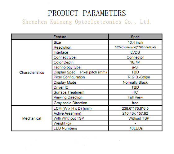 10.4 Inch LCD TFT Resistive Touch Screen Display 1024x768 Pixel
