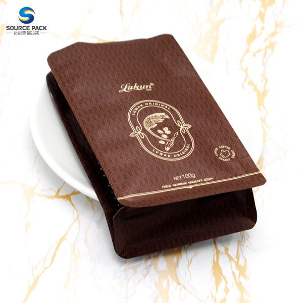 Moisture Proof Coffee Packing Bag Zipper Flat Bottom Coffee Bag With Valve