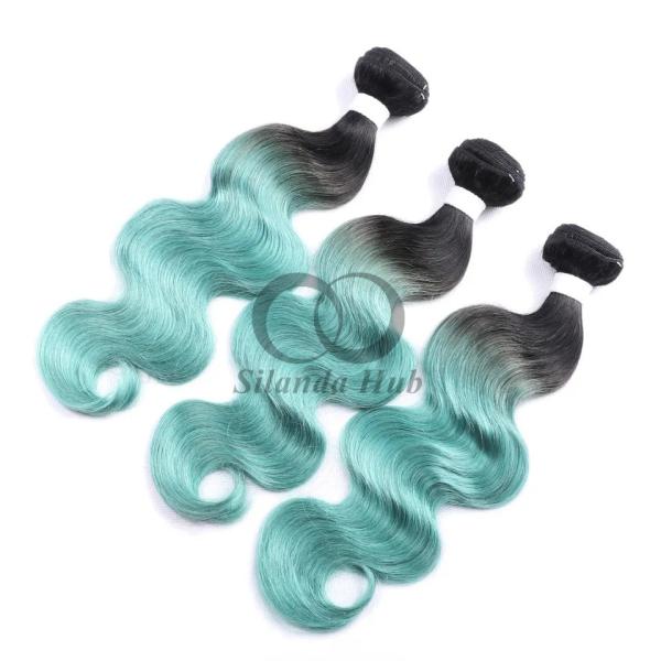 #T1B/Green Body Wave Remy Human Hair Bundles Sew In Weave Bundles Brazilian Bundle Deals