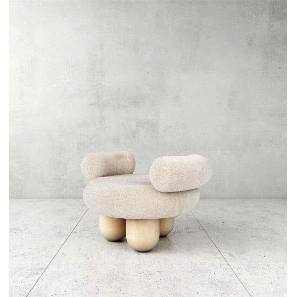 Fabric Leisure Chair White Fabric Soft Comfortable Imitation Wool Leisure Chair