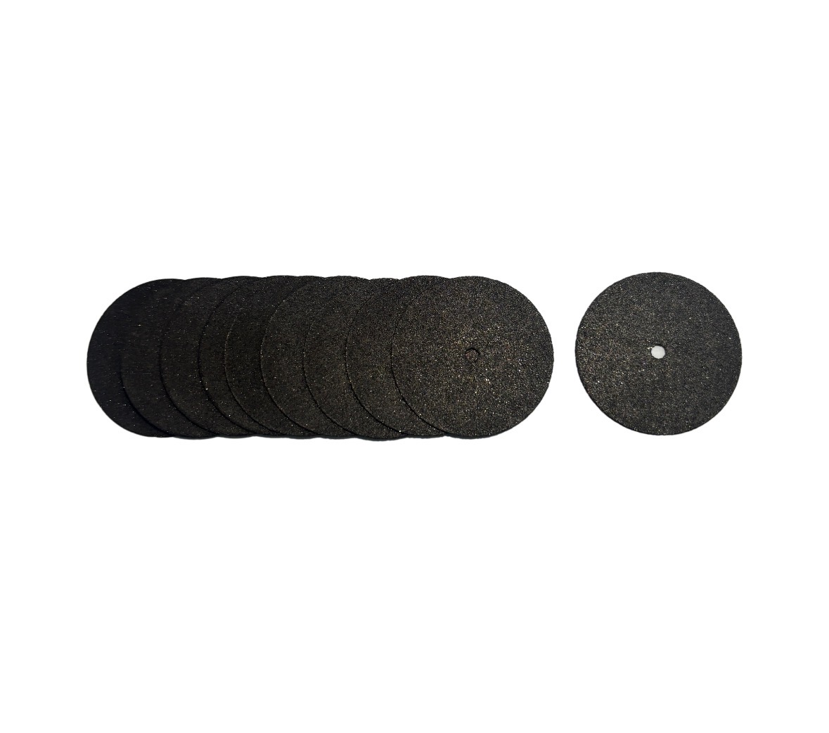 Precision cutting blade for dry denture tooth material - cobalt-chromium alloy - black/red