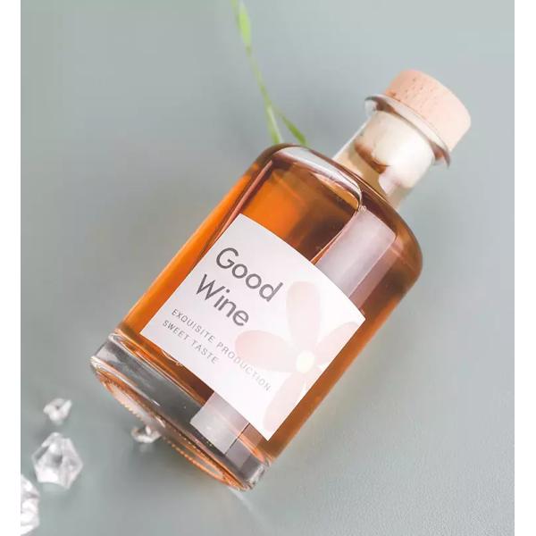 200ml 375ml 500ml 750ml Round Glass Liquor Wine Vodka Tequila Bottle with Sealed Cork Lid