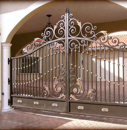 20ft Double Wrought Iron Garden Gates Courtyard Iron Entry Gates Anti Rust