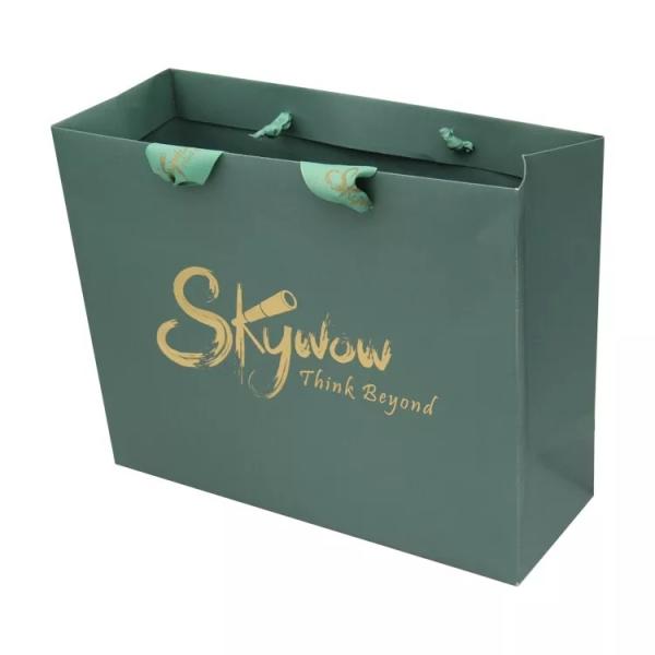 Boutique Printed Paper Carrier Bags Foldable Reusable With Logo