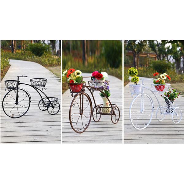 Anti Abrasion Outdoor Antique Bicycle Metal Flower Stand