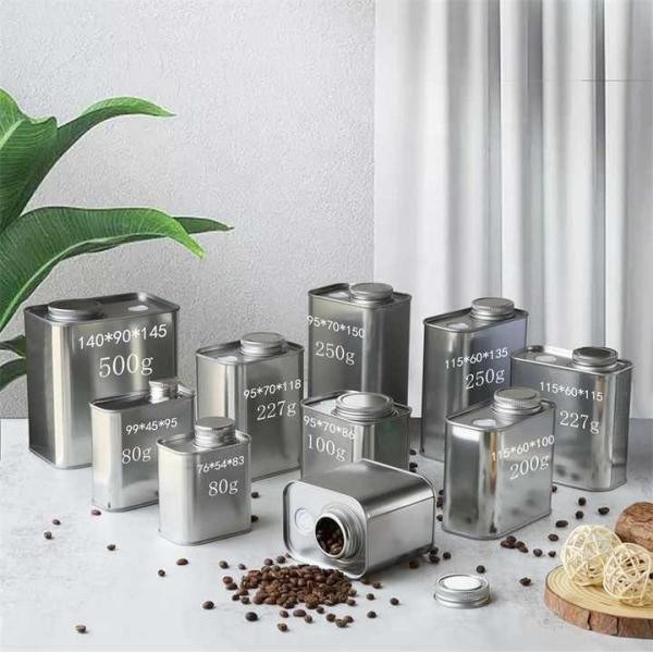 Coupe de café en fer blanc de luxe pour emballage métallique en fer blanc recyclable avec couvercle sur mesure 300g