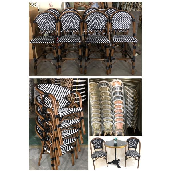 Cafe Chair Rattan Aluminium Metal Outdoor Bistro Chairs French