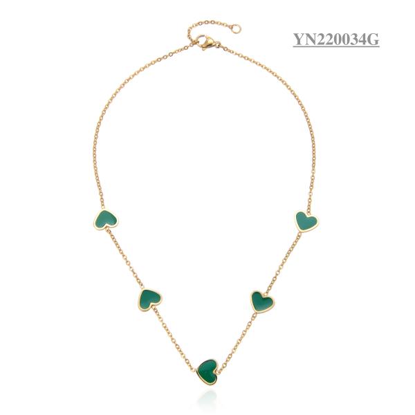 40CM 18k Gold Stainless Steel Necklace 5 Heart Trendy Luxury Jewelry