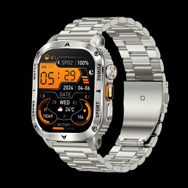 AK80 Smart Watch 2.01inch IPS Big Screen BT Call Flashlight for Sport Outdoors Health Men IP68 Waterproof Dafit Smartwatch