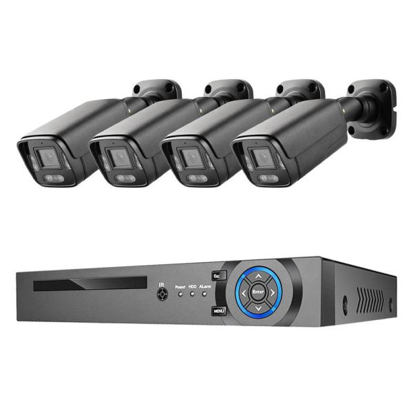 4 canales Detección de caras al aire libre H.265 4K 8MP POE IP con cable Red NVR Kit Vigilancia en el hogar CCTV Sistema de cámaras de seguridad