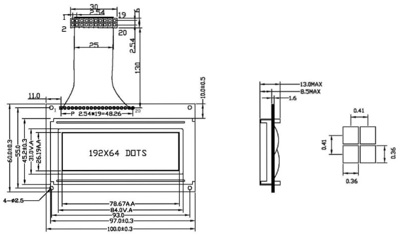 Модуль дисплея FSTN графический LCD