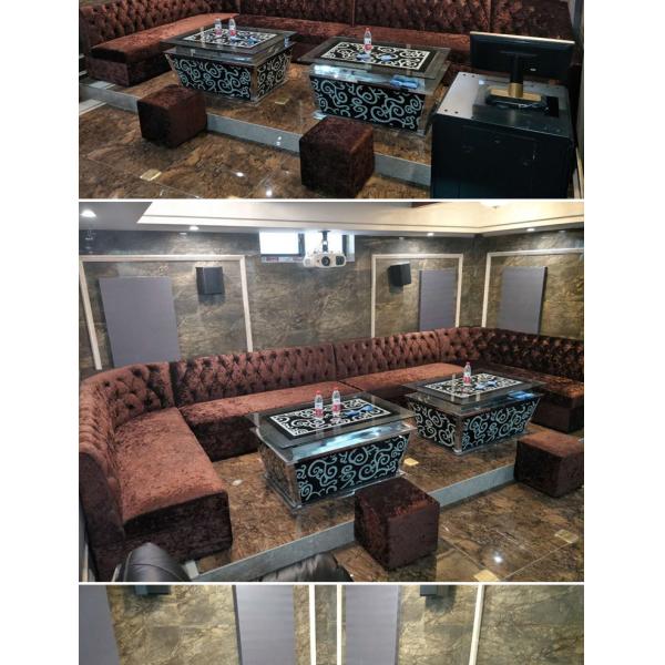 3 Piece Faux Leather U Shaped Sectional Couch With Chaise Blue Round Corner