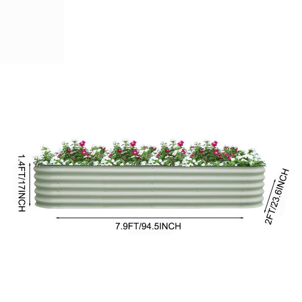Sturdy Galvanized Metal Planter Boxes 7.9*2*1.4 Ft For Outdoor Gardening And Planting