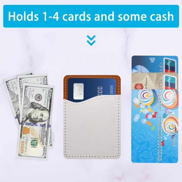 Custom Design Adhesive Phone Wallet PU Leather Sublimation Blank ID Card Holder