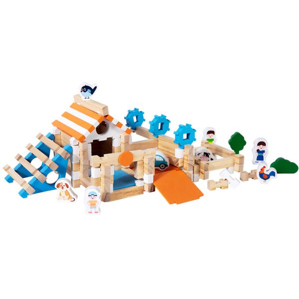Creative Wooden Colorful Building Blocks Game Early Education Enlightenment Building Toy Educational Engineering Training Toy