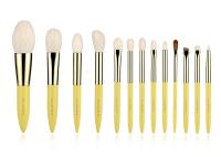 Brosses naturelles jaunes de maquillage de cheveux de chèvre d'or professionnel fait sur commande de 13 morceaux