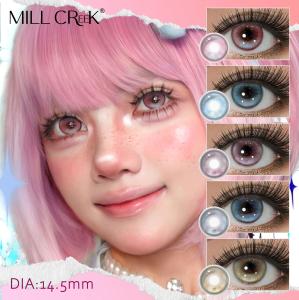 Lentes de contacto naturales HEMA azul rosa para ojos, 365 días, curva base de 8