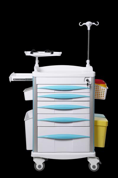 ET600 Emergency Crash Cart with 10 Drawers and 6 Color Options in Powder-Coated Steel for Hospital Code Organization
