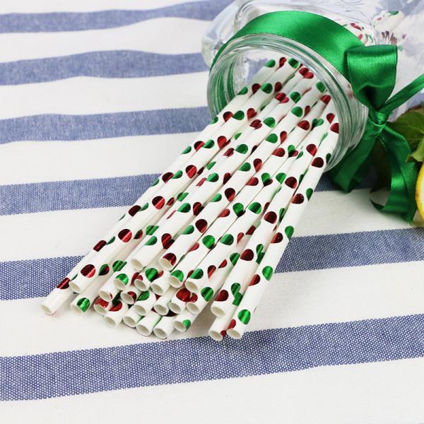 Green foil pattern FDA Certificate Biodegradable Paper Straws Food-grade Recyclable Printed Eco-friendly Paper Straws
