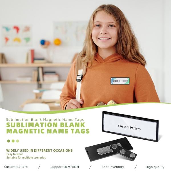 Custom Id Badge Blanks Sublimation Magnetic Name Tags With Aluminum Sheet Plastic Sublimation Name Badge