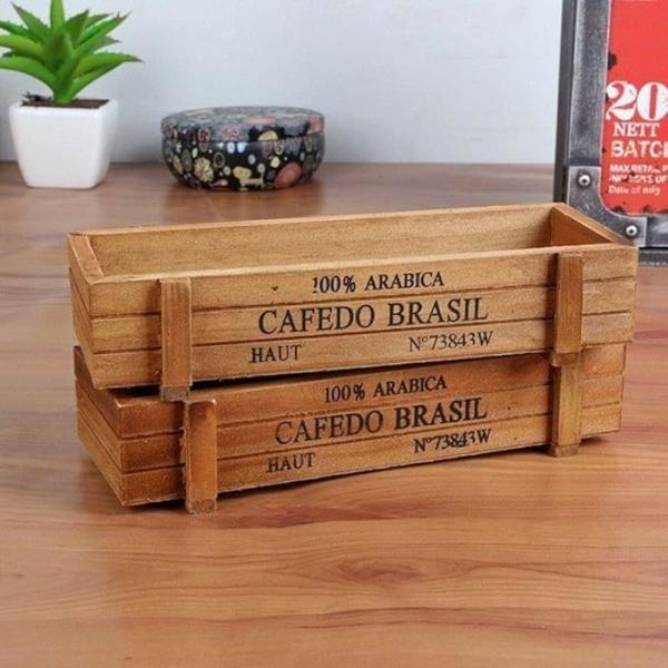 potting pots Wood Planter Box Wooden Succulent Planter Decorative  2 Pcs