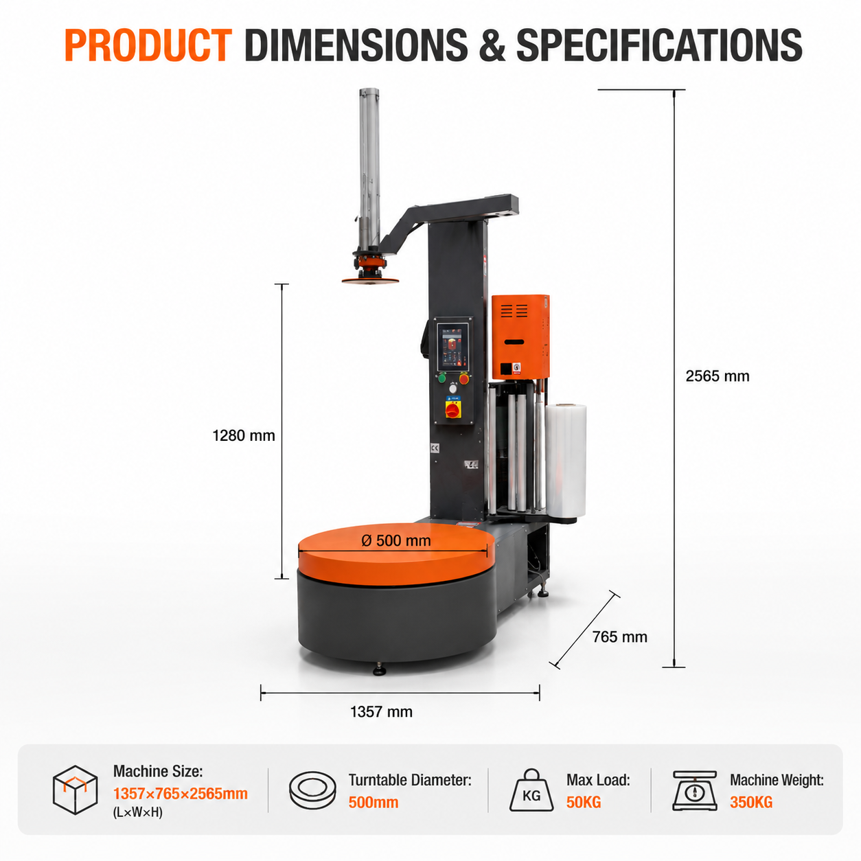 500mm Turntable Intelligent Box Wrapping Machine 250% Pre Stretch Carton Stretch Wrapper