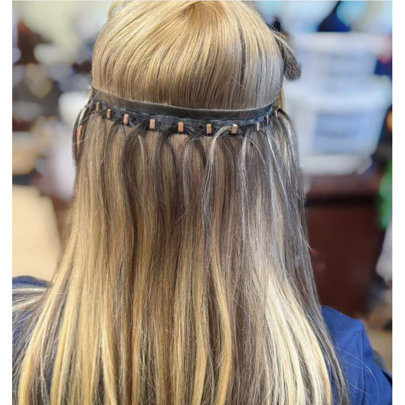 Butterfly Weft XO Human Hair Extensions Cuticle Aligned Human Hair Invisible Hole Weft Hair Extension With Free Mico Beads