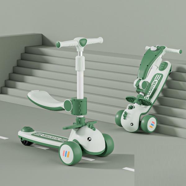 3 Wheel Kids Ride-On Cars Toy with Adjustable Height Foldable Kids' Kick Scooters