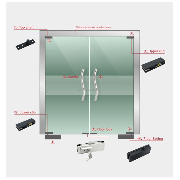8-12 Толстое безопасное стекло оборудование стеклянная система набор аксессуары для ванной комнаты Сдвижные двери набор