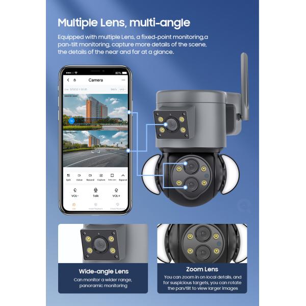 4 Mega Pixel Wireless Speed Dome Security Camera with Multiple Lens and Cloud Storage